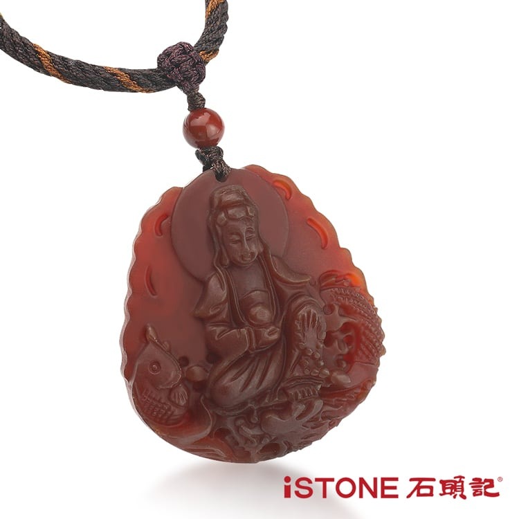石頭記 紅玉髓觀音項鍊-鯉魚躍龍門◉20D012